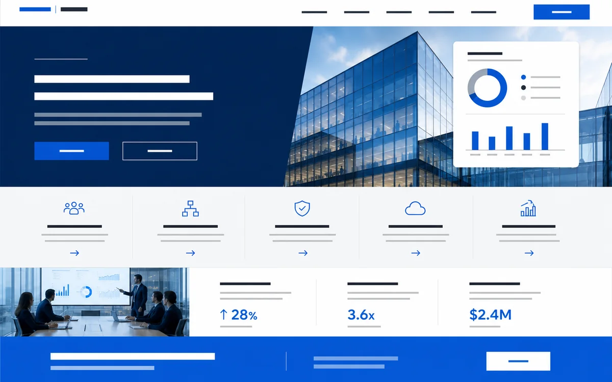 Modern Professional website style preview with a crisp technical grid, capabilities, and results